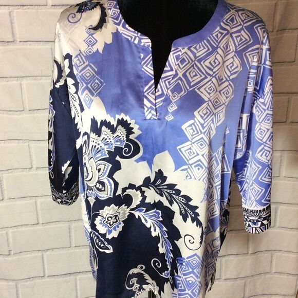 CHICO’S Women's 3/4 Sl Blouse Tunic Top SZ 1=M - - Picture 1 of 6